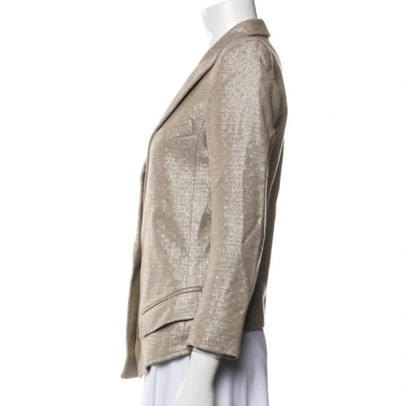 Smythe Gold Metallic Blazer Size 4 - Picture 2 of 5